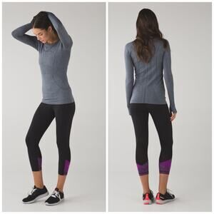 Lululemon Pace Rival Running Crop 22” Leggings Tender Violet Purple Black 4